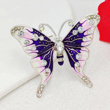 Load image into Gallery viewer, Jewelblings Gorgeous Clear Crystal Accent Purple Enamel Butterfly Broach Pin Insect Jewelry for Women Girl Coat Dress Gown Scarf Shawl Wrap
