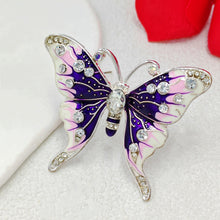 Load image into Gallery viewer, Jewelblings Gorgeous Clear Crystal Accent Purple Enamel Butterfly Broach Pin Insect Jewelry for Women Girl Coat Dress Gown Scarf Shawl Wrap
