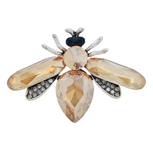 Load image into Gallery viewer, Pretty Champagne Rhinestone Bee Brooch Vintage Insect Pin Jewelry
