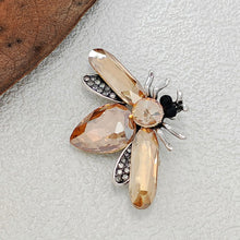 Load image into Gallery viewer, Pretty Champagne Rhinestone Bee Brooch Vintage Insect Pin Jewelry
