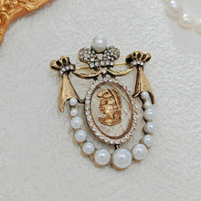 Load image into Gallery viewer, Vintage Crystal and Imitated Pearl COAT of ARMS Brooch Cameo Pin Jewelry
