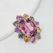 Load image into Gallery viewer, Delicate Small Purple Rhinestone Oval Flower Pin Lapel Collar Accessory
