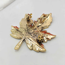 Load image into Gallery viewer, 1970&#39;s Vintage Champagne Brown Crystal Fall Leaf Brooch Pin Autumn Winter Jewelry
