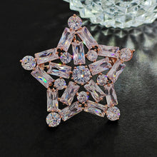 Load image into Gallery viewer, Splendid Rose Gold Plated CZ Five-Point Star Brooch Pin Atomic Jewelry
