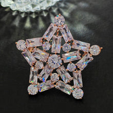 Load image into Gallery viewer, Splendid Rose Gold Plated CZ Five-Point Star Brooch Pin Atomic Jewelry
