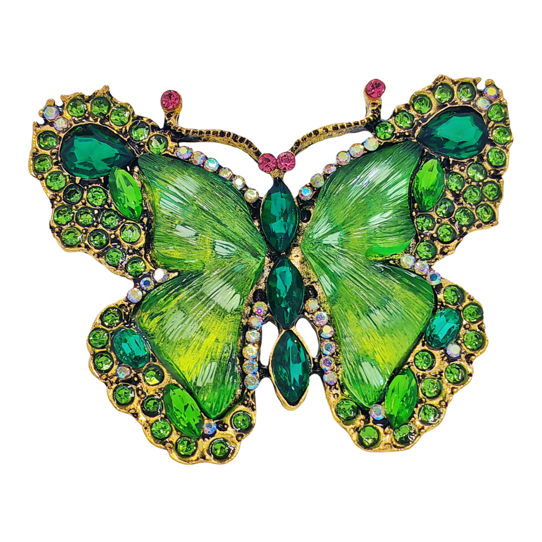 Fabulous Vintage Green Butterfly Brooch Statement Bug Jewelry