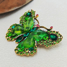 Load image into Gallery viewer, Fabulous Vintage Green Butterfly Brooch Statement Bug Jewelry
