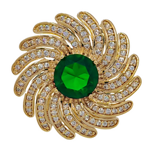 Load image into Gallery viewer, Stylish Floral Pattern Green Circlet Brooch Pin Sunflower Jewelry
