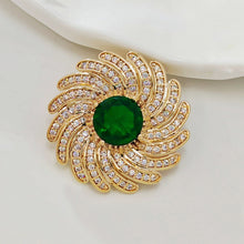 Load image into Gallery viewer, Stylish Floral Pattern Green Circlet Brooch Pin Sunflower Jewelry
