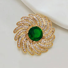 Load image into Gallery viewer, Stylish Floral Pattern Green Circlet Brooch Pin Sunflower Jewelry
