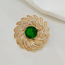 Load image into Gallery viewer, Stylish Floral Pattern Green Circlet Brooch Pin Sunflower Jewelry
