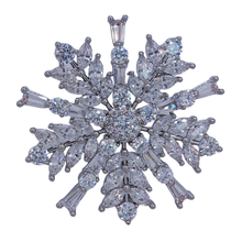 Load image into Gallery viewer, Sparkles Burst Style Round Snowflake Brooch Pin, Themed Party Accessory
