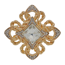 Load image into Gallery viewer, Vintage Maltese Cross Brooch Pin, Golden Rope Accent, Crystals
