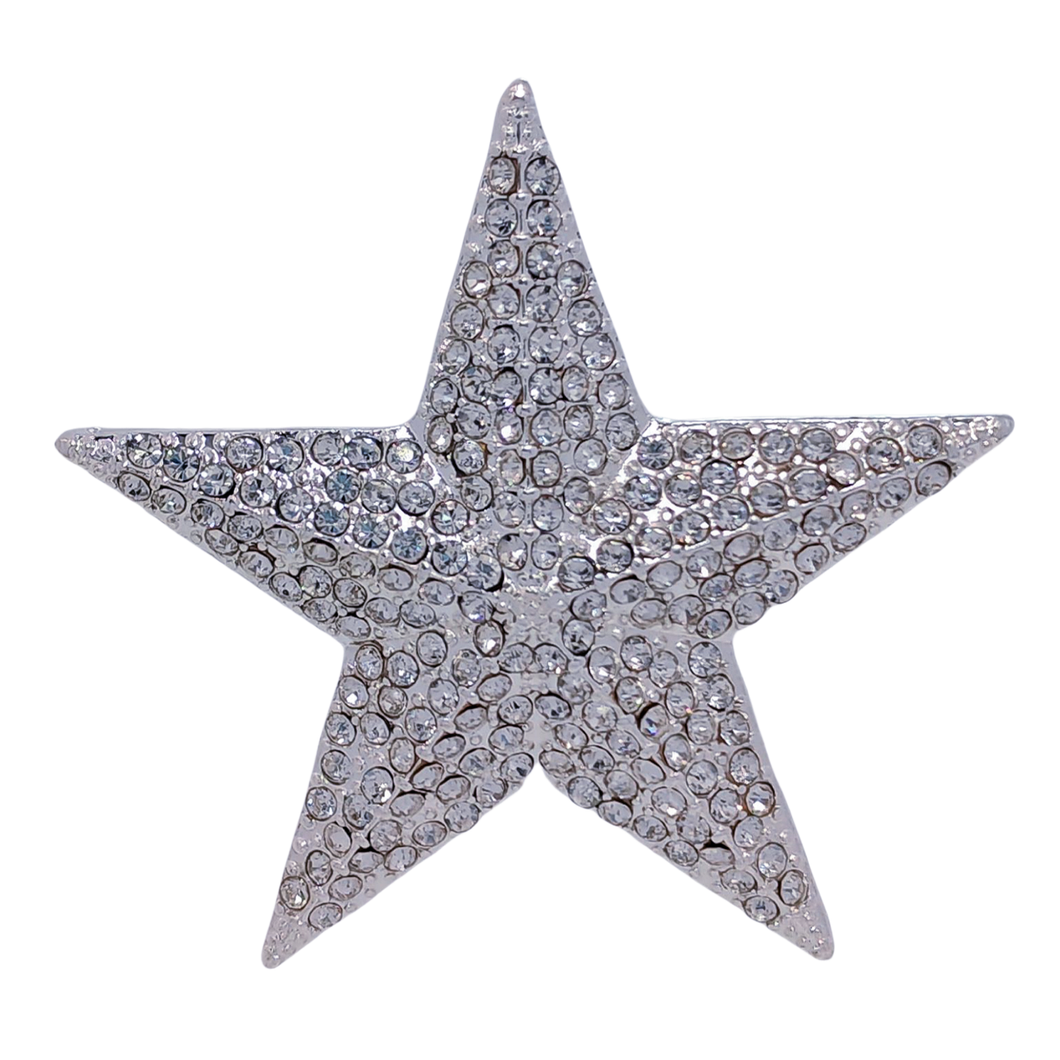 Sparkles Silver-tone Solid Five Point Star Brooch, Vintage Galaxy Accessory