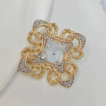 Load image into Gallery viewer, Vintage Maltese Cross Brooch Pin, Golden Rope Accent, Crystals
