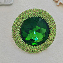 Load image into Gallery viewer, Vintage Style Pave Green Round Stone Art Deco Brooch Pin, DIY Jewelry Project
