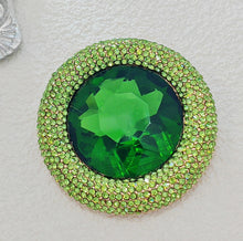 Load image into Gallery viewer, Vintage Style Pave Green Round Stone Art Deco Brooch Pin, DIY Jewelry Project
