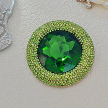 Load image into Gallery viewer, Vintage Style Pave Green Round Stone Art Deco Brooch Pin, DIY Jewelry Project
