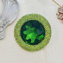 Load image into Gallery viewer, Vintage Style Pave Green Round Stone Art Deco Brooch Pin, DIY Jewelry Project
