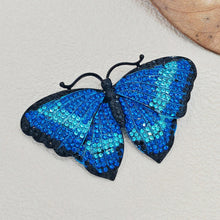 Load image into Gallery viewer, Gorgeous Blue Crystal Rhinestone Morpho Butterfly Brooch Pin, Costume Jewelry
