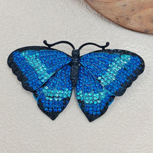 Load image into Gallery viewer, Gorgeous Blue Crystal Rhinestone Morpho Butterfly Brooch Pin, Costume Jewelry
