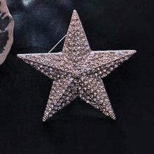 Load image into Gallery viewer, Sparkles Silver-tone Solid Five Point Star Brooch, Vintage Galaxy Accessory
