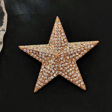 Load image into Gallery viewer, Vintage Rhinestone Star Brooch Pin, Rose Gold Crystal, 3D Design
