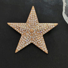 Load image into Gallery viewer, Vintage Rhinestone Star Brooch Pin, Rose Gold Crystal, 3D Design
