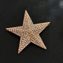 Load image into Gallery viewer, Vintage Rhinestone Star Brooch Pin, Rose Gold Crystal, 3D Design
