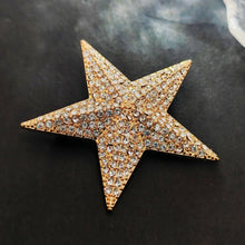 Load image into Gallery viewer, Vintage Rhinestone Star Brooch Pin, Rose Gold Crystal, 3D Design
