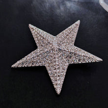 Load image into Gallery viewer, Sparkles Silver-tone Solid Five Point Star Brooch, Vintage Galaxy Accessory
