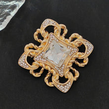 Load image into Gallery viewer, Vintage Maltese Cross Brooch Pin, Golden Rope Accent, Crystals
