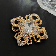 Load image into Gallery viewer, Vintage Maltese Cross Brooch Pin, Golden Rope Accent, Crystals
