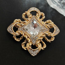 Load image into Gallery viewer, Vintage Maltese Cross Brooch Pin, Golden Rope Accent, Crystals
