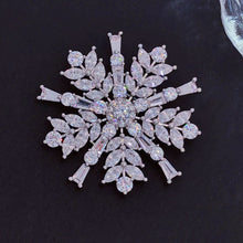 Load image into Gallery viewer, Sparkles Burst Style Round Snowflake Brooch Pin, Themed Party Accessory
