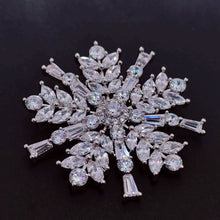 Load image into Gallery viewer, Sparkles Burst Style Round Snowflake Brooch Pin, Themed Party Accessory
