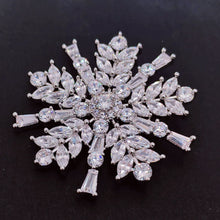 Load image into Gallery viewer, Sparkles Burst Style Round Snowflake Brooch Pin, Themed Party Accessory
