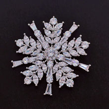 Load image into Gallery viewer, Sparkles Burst Style Round Snowflake Brooch Pin, Themed Party Accessory
