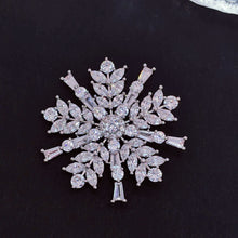 Load image into Gallery viewer, Sparkles Burst Style Round Snowflake Brooch Pin, Themed Party Accessory
