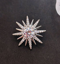 Load image into Gallery viewer, Sparkles Cubic Zircon North Star Pin Brooch Sunburst Jewelry
