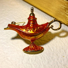 Load image into Gallery viewer, Legend Inspiration Orange Enamel Aladdin Genie Oil Lamps Pin Brooch
