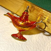 Load image into Gallery viewer, Legend Inspiration Orange Enamel Aladdin Genie Oil Lamps Pin Brooch
