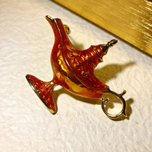 Load image into Gallery viewer, Legend Inspiration Orange Enamel Aladdin Genie Oil Lamps Pin Brooch
