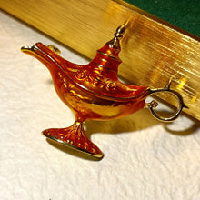 Load image into Gallery viewer, Legend Inspiration Orange Enamel Aladdin Genie Oil Lamps Pin Brooch
