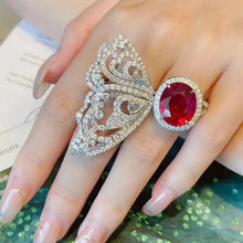 Load image into Gallery viewer, Nature Inspiration Blood Red Butterfly Cocktail Rings for Women Party
