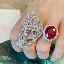 Load image into Gallery viewer, Nature Inspiration Blood Red Butterfly Cocktail Rings for Women Party
