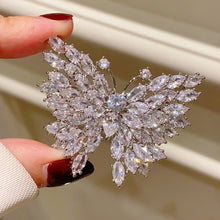 Load image into Gallery viewer, Luxury Silver-tone Marquise Shaped CZ Butterfly Brooches Pin Sparkles Insect Jewelry
