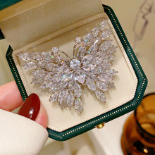 Load image into Gallery viewer, Luxury Silver-tone Marquise Shaped CZ Butterfly Brooches Pin Sparkles Insect Jewelry
