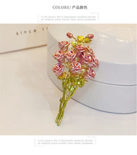 Load image into Gallery viewer, Elegant Pink Enamel Roses Bouquet Brooch Pin for Women Daily Accessory
