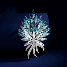 Load image into Gallery viewer, Opulent Design Ombre Blue Leaf Floral Bouquet Brooch Pin Anniversary Dating Jewelry
